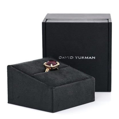 David Yurman 18K Yellow Gold Diamond Garnet 9mm Chatelaine Pave Bezel Ring 48 4.5 5 of 5