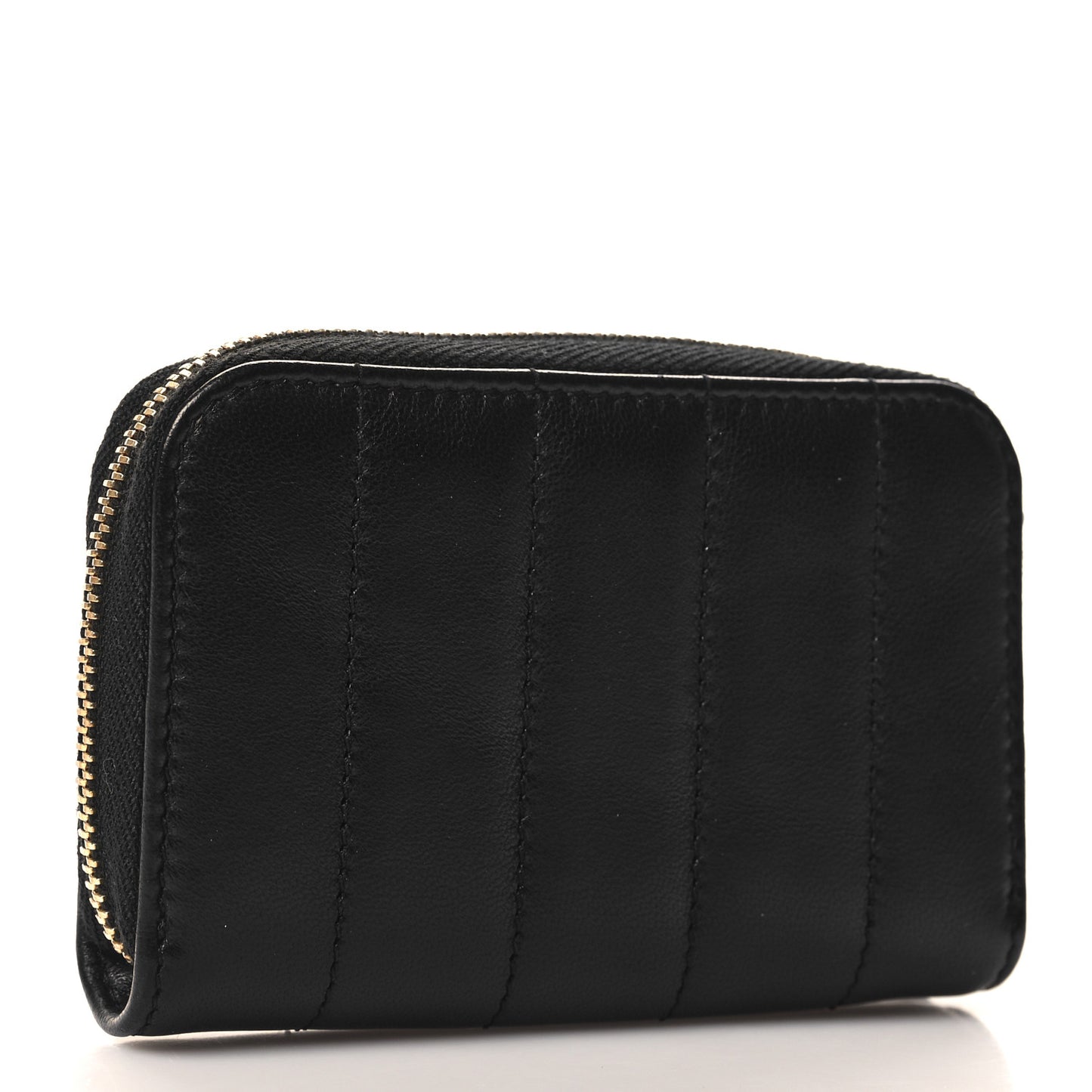 Lambskin Matelasse Monogram Vicky Zip Around Card Holder Black