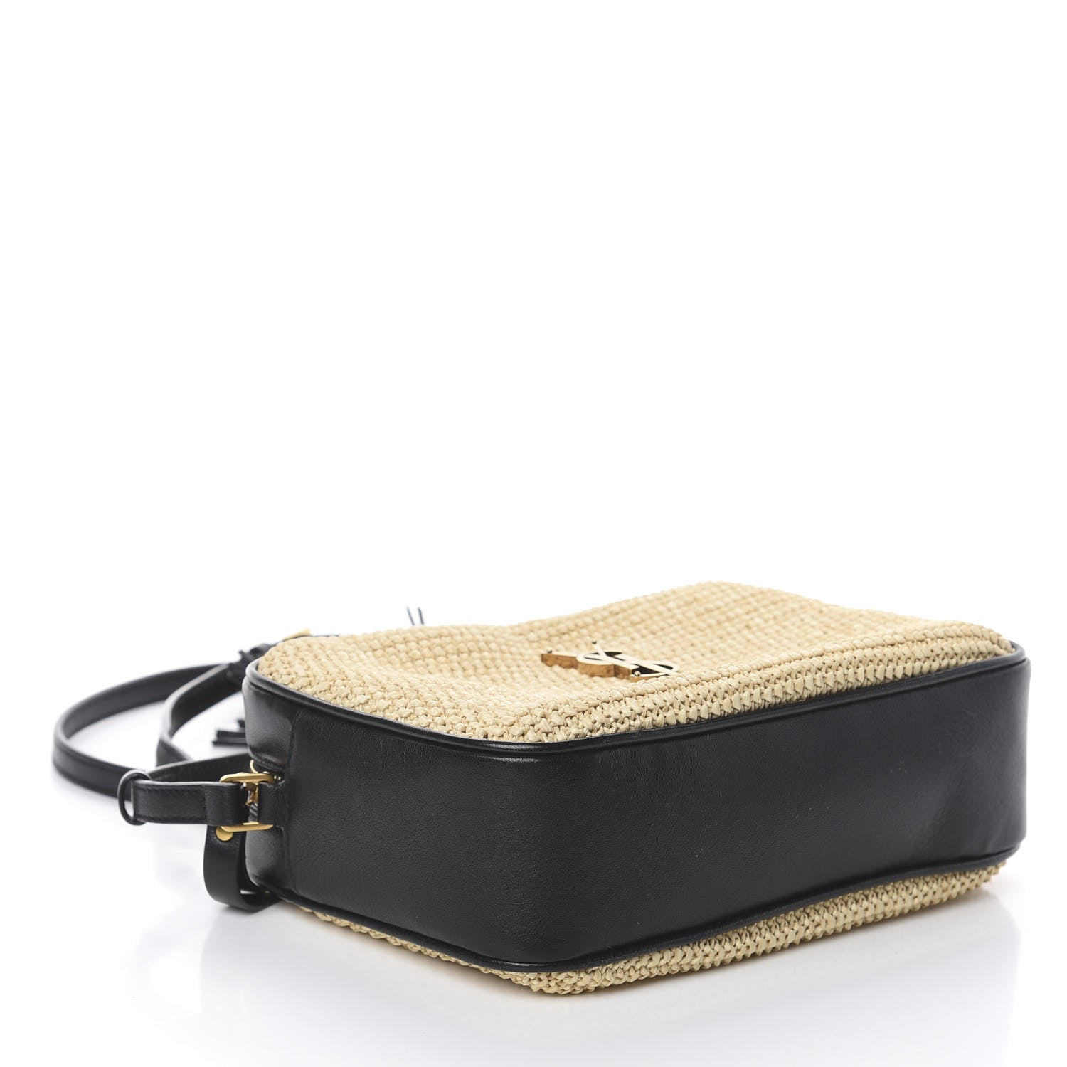 Saint Laurent Raffia Canvas Monogram Lou Camera Bag Beige Black 3 of 8