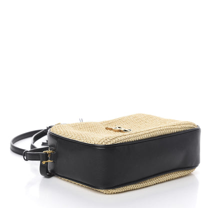Saint Laurent Raffia Canvas Monogram Lou Camera Bag Beige Black 3 of 8