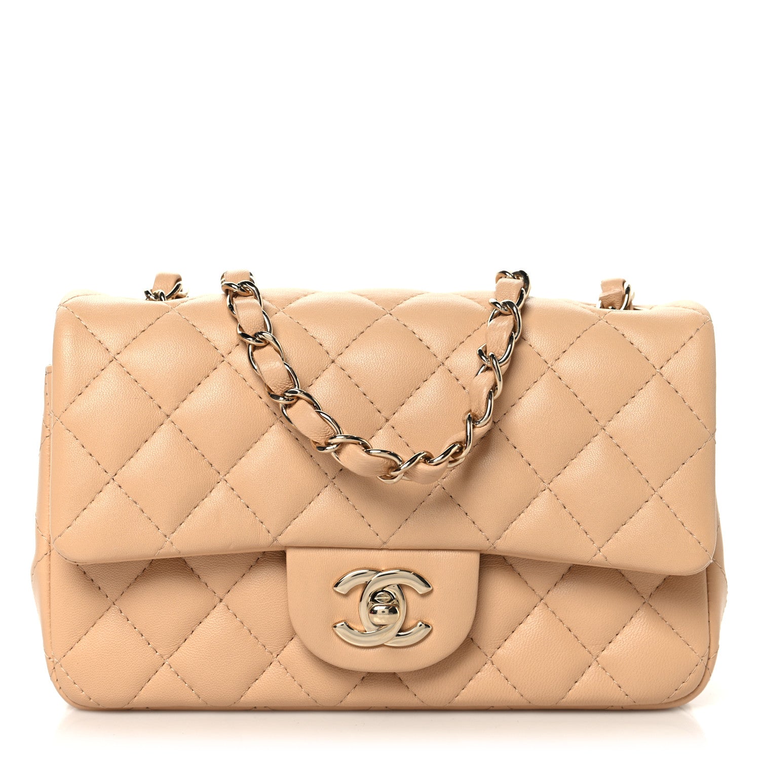 Chanel Lambskin Quilted Mini Rectangular Flap Beige 1 of 10