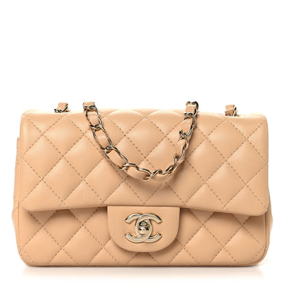 Chanel Lambskin Quilted Mini Rectangular Flap Beige 1 of 10