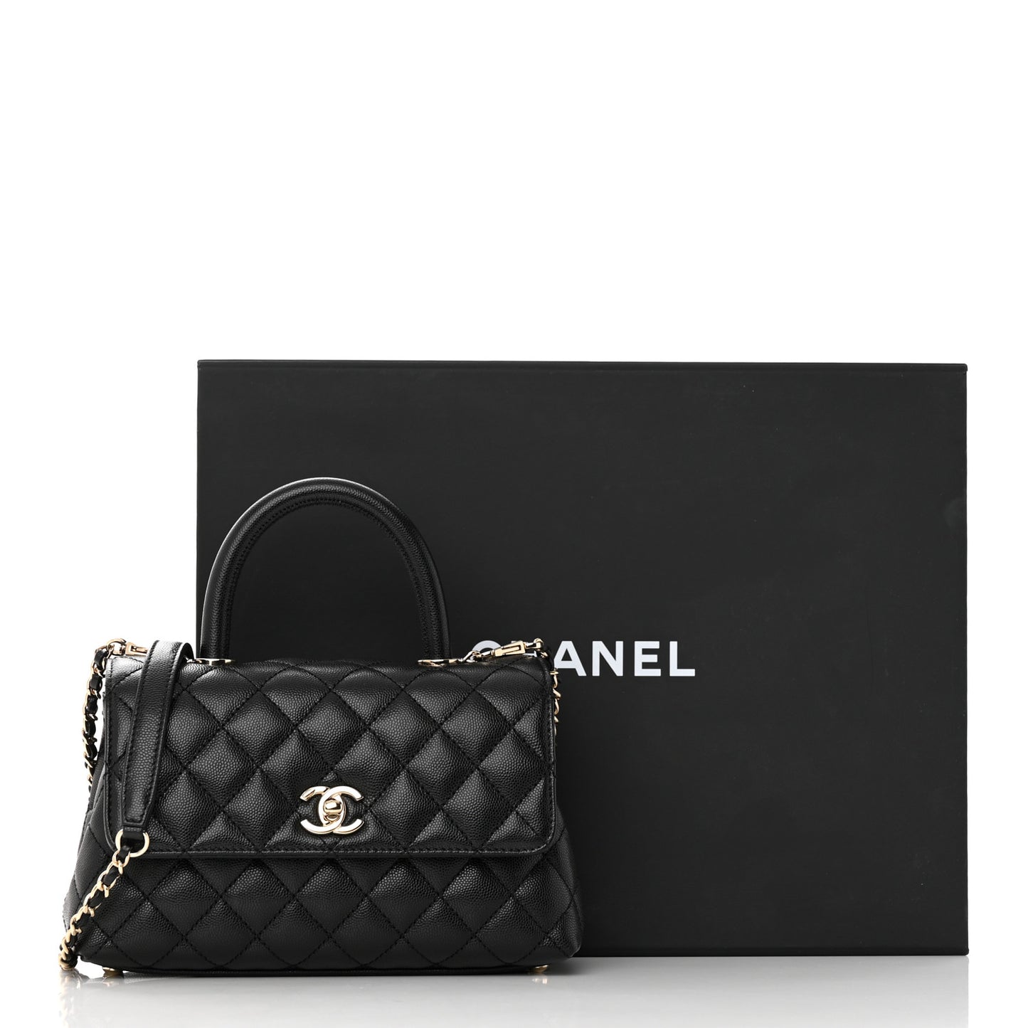 Caviar Quilted Mini Coco Handle Flap Black