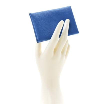 Hermes Chevre Mysore Calvi Duo Card Case Bleu Frida 2 of 7
