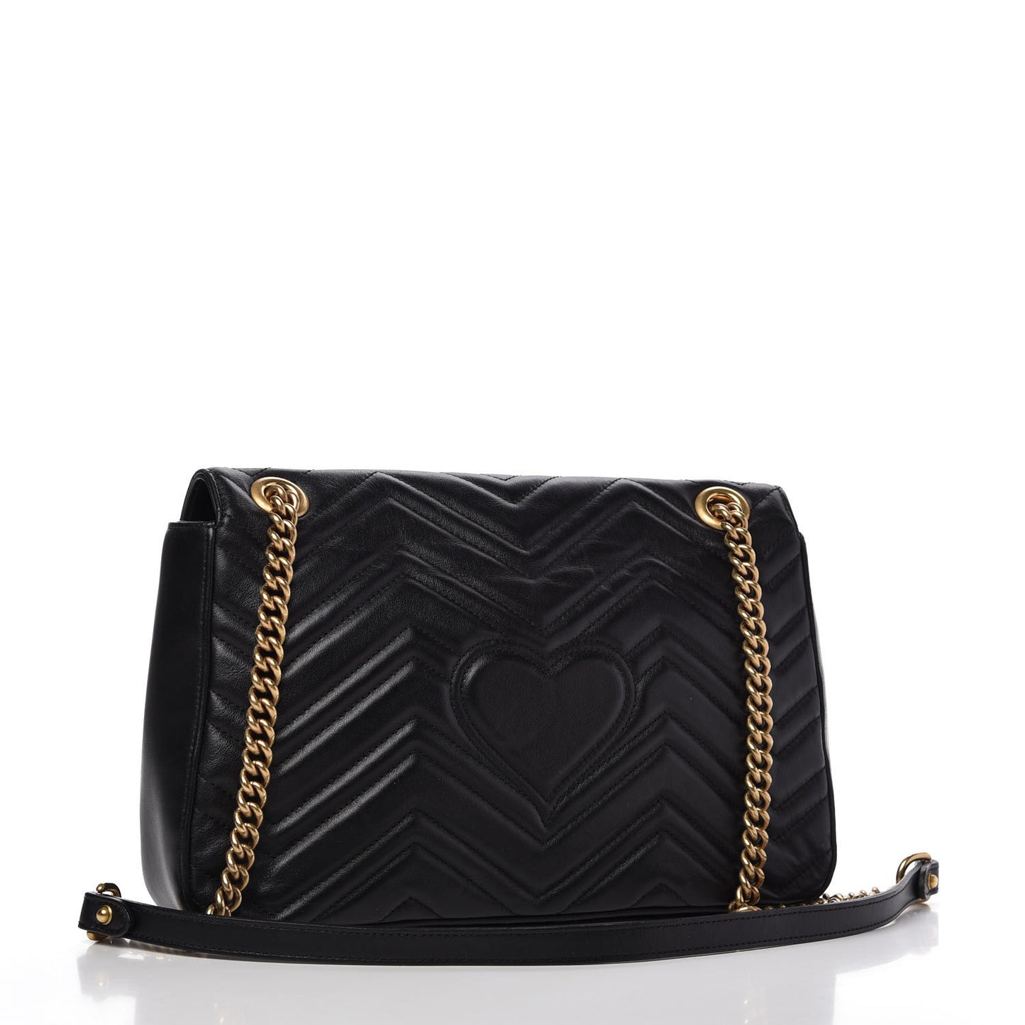 Calfskin Matelasse Animal Studs Medium GG Marmont Shoulder Bag Black