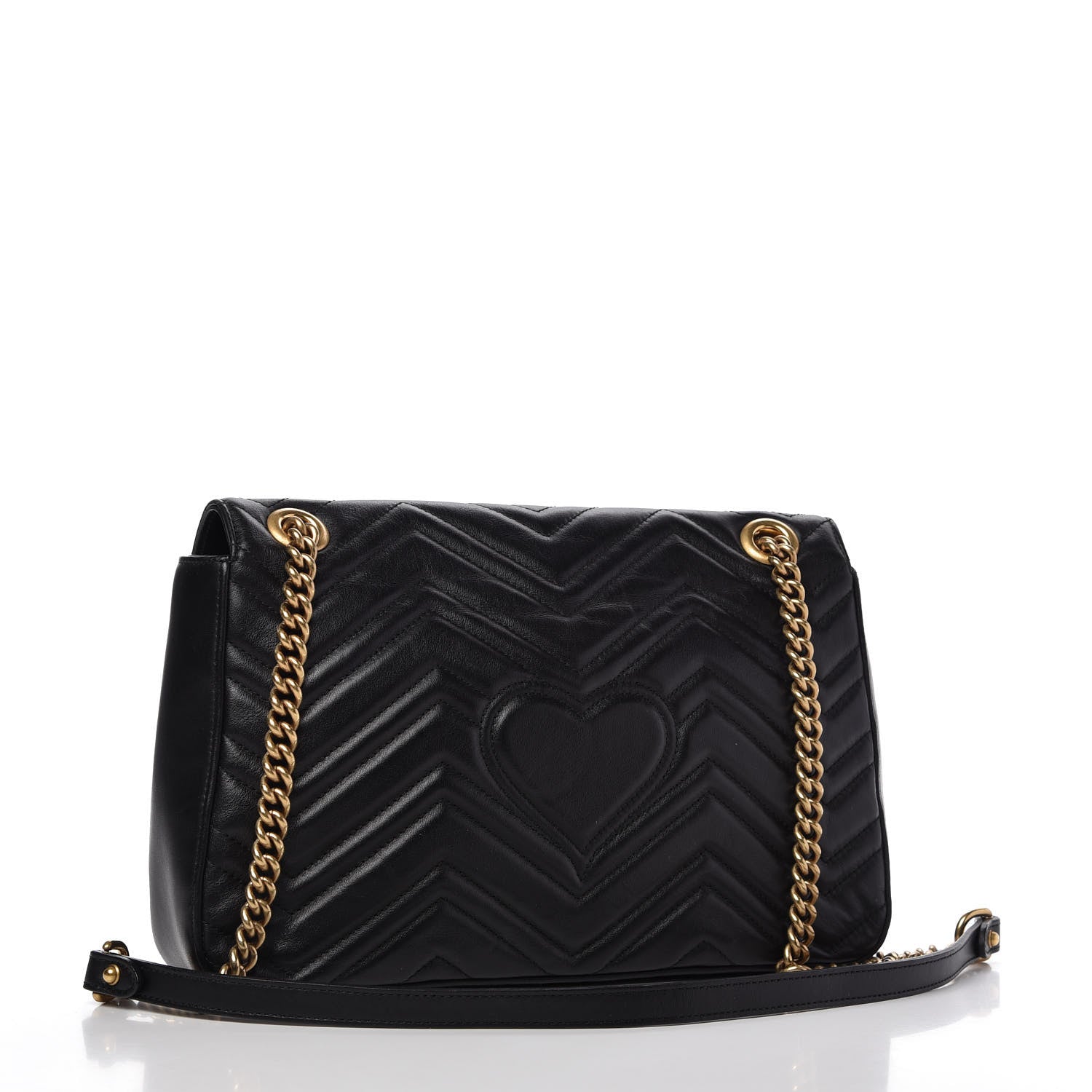 Gucci Calfskin Matelasse Animal Studs Medium GG Marmont Shoulder Bag Black 3 of 10