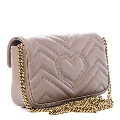 Gucci Calfskin Matelasse Super Mini GG Marmont Shoulder Bag Porcelain Rose 4 of 10