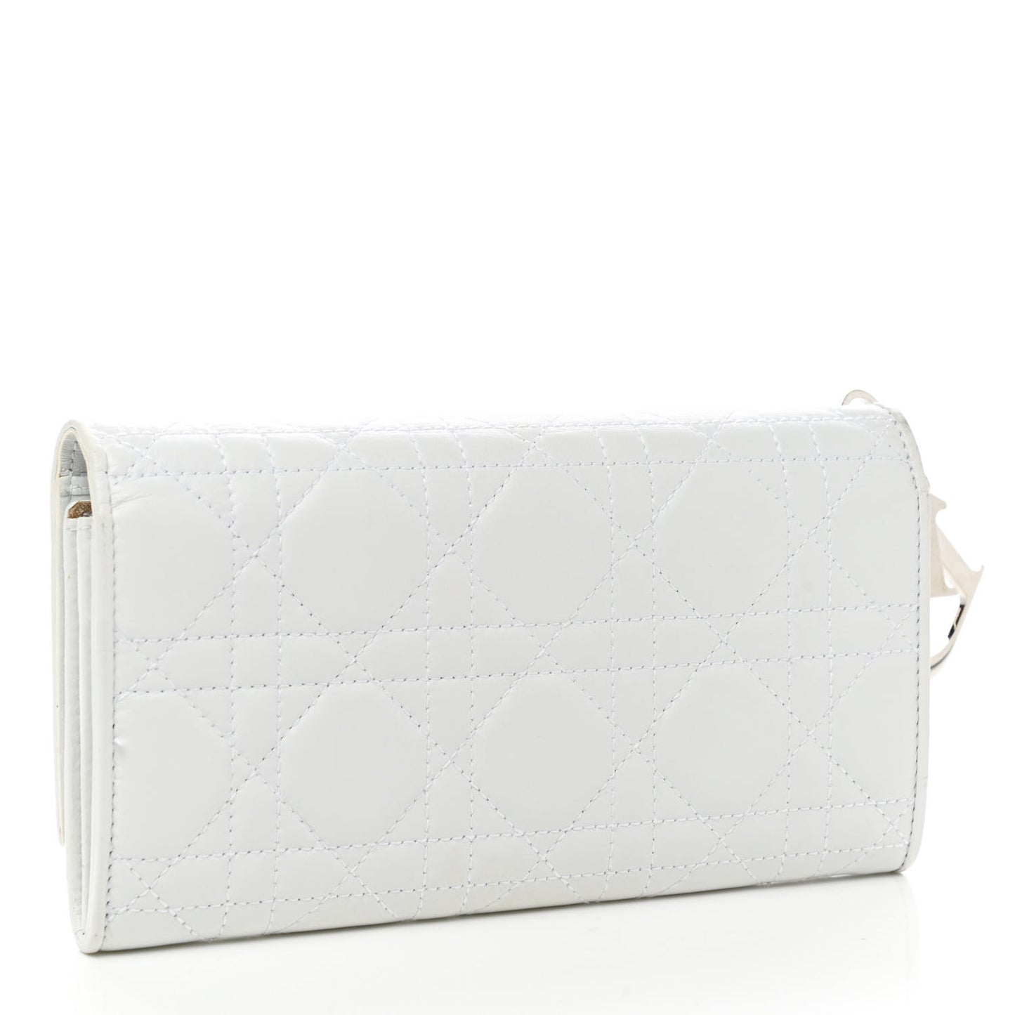 Lambskin Cannage Lady Dior Flap Wallet Light Grey