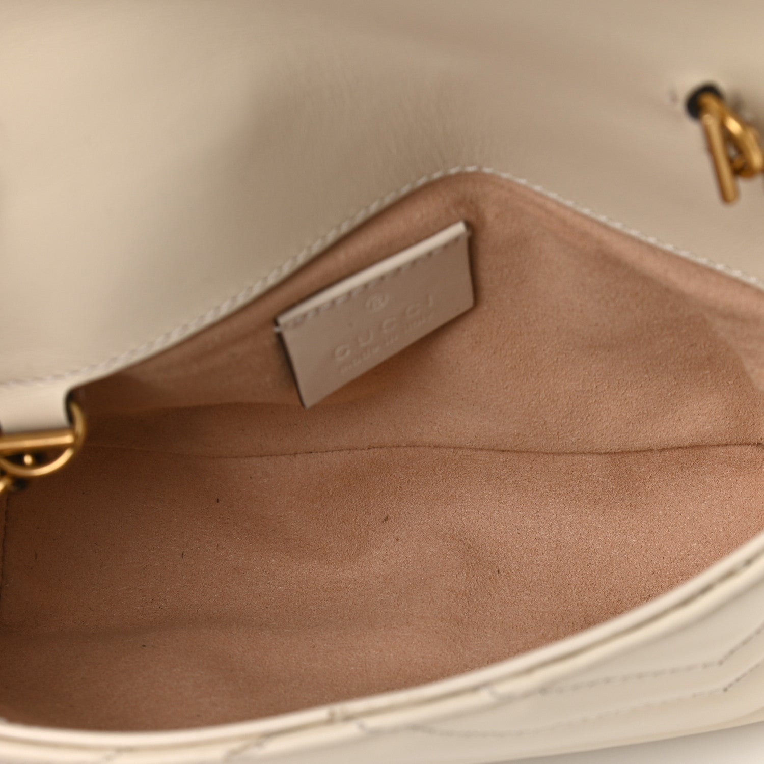 Gucci Calfskin Matelasse Super Mini GG Marmont Shoulder Bag White 5 of 10