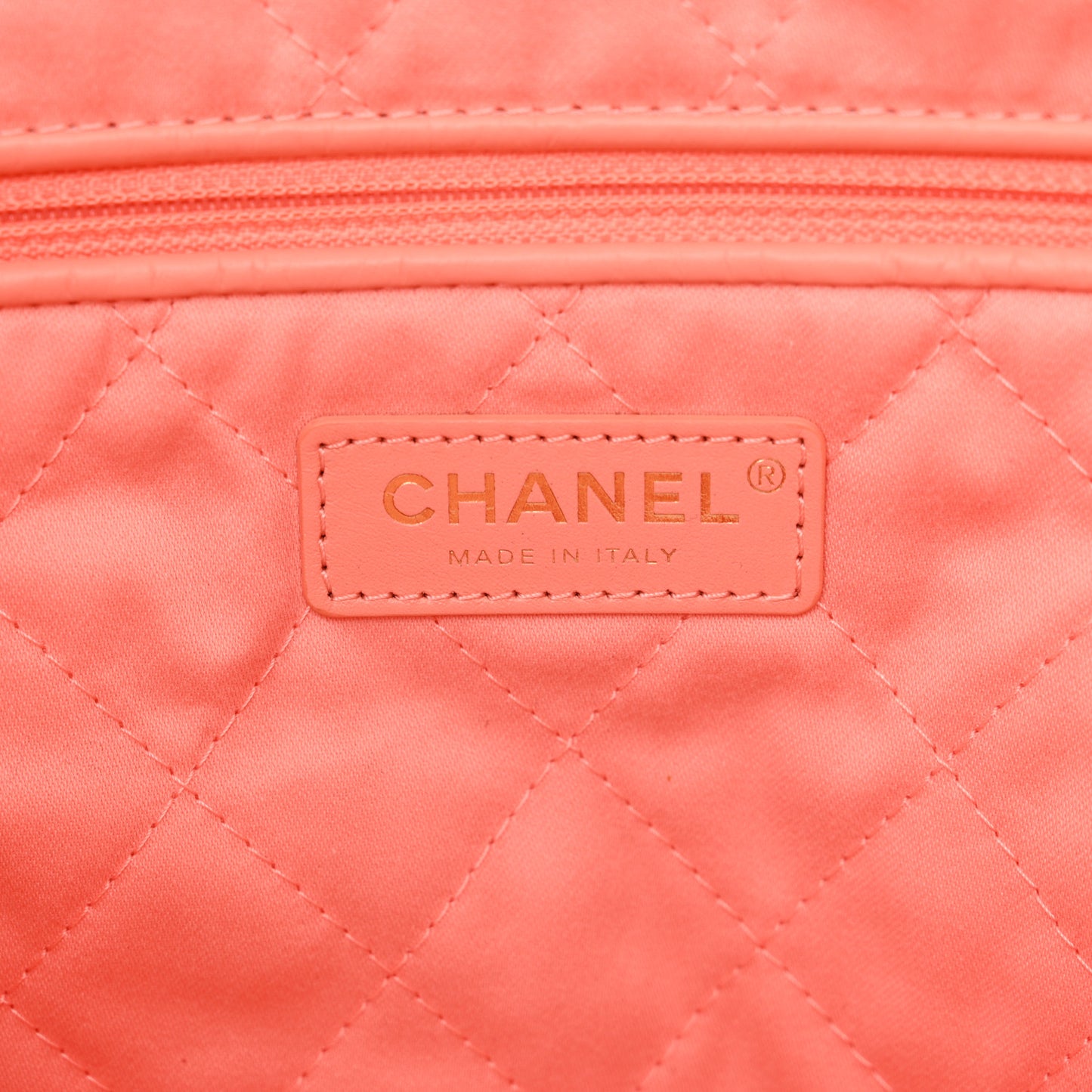Shiny Calfskin Quilted Small Chanel 22 Coral Pink