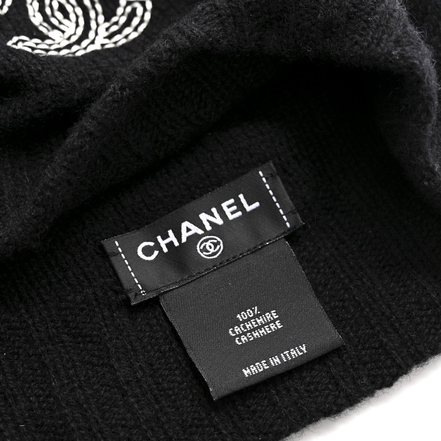 Chanel Cashmere CC Beanie Hat Black 5 of 5