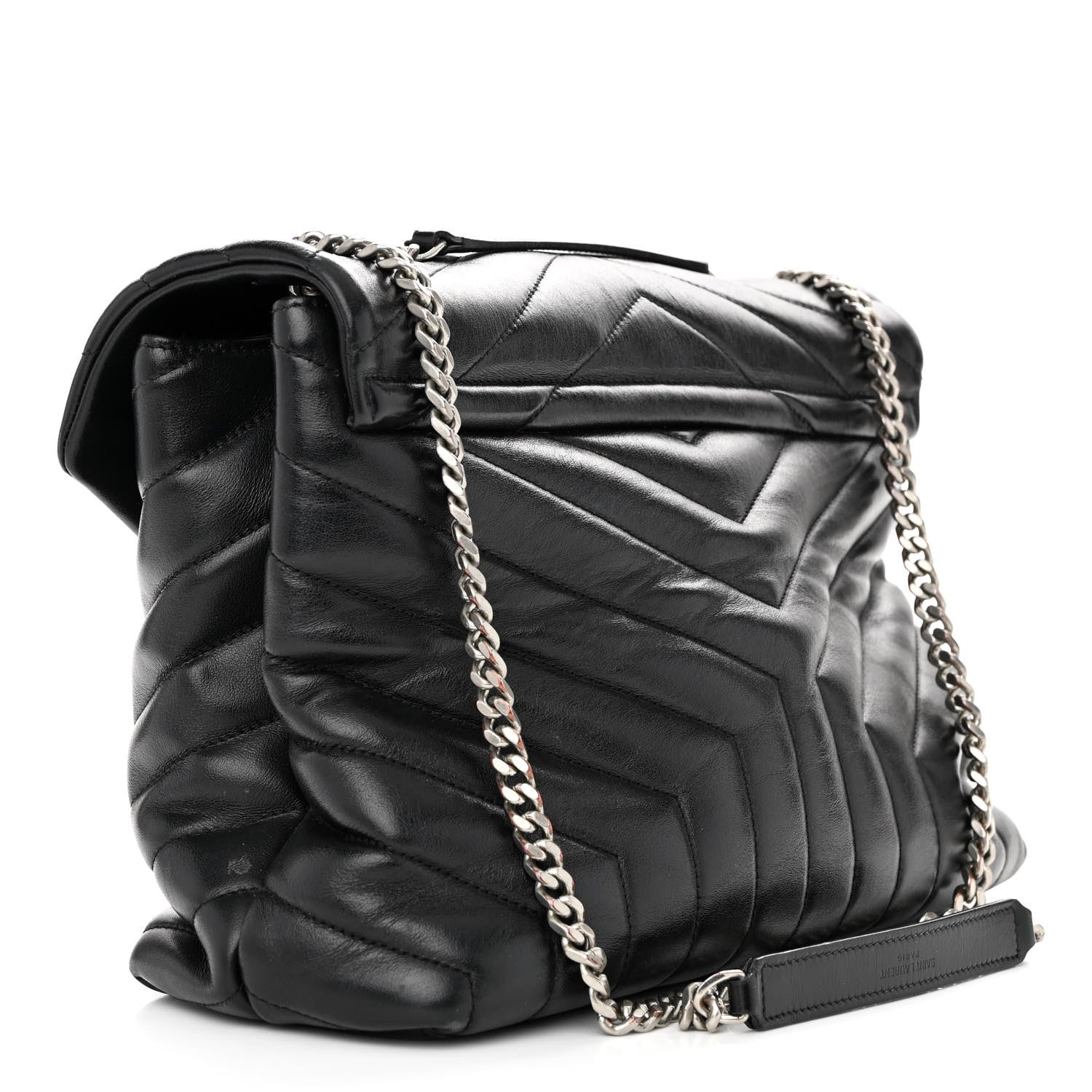 Saint Laurent Calfskin Y Quilted Monogram Medium Loulou Chain Satchel Black 3 of 22