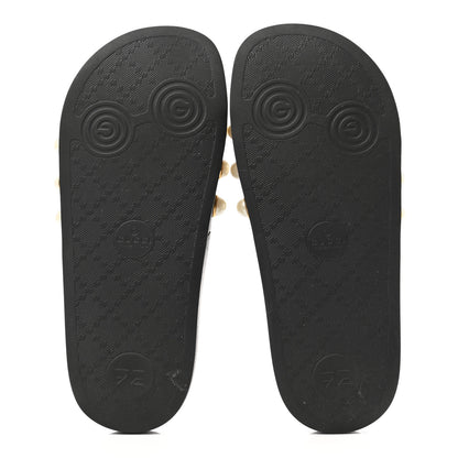 Gucci GG Supreme Monogram Pearls Slide Sandals 35 Beige 5 of 10
