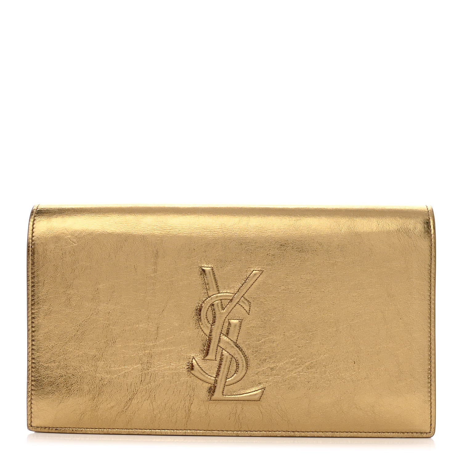 Saint Laurent Metallic Calfskin Monogram Large Belle De Jour Clutch Gold 1 of 11
