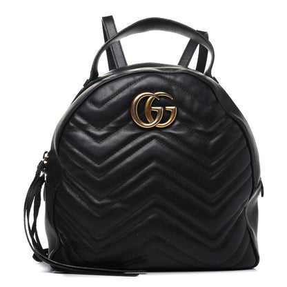 Gucci Calfskin Matelasse GG Marmont Dome Backpack Black 1 of 24
