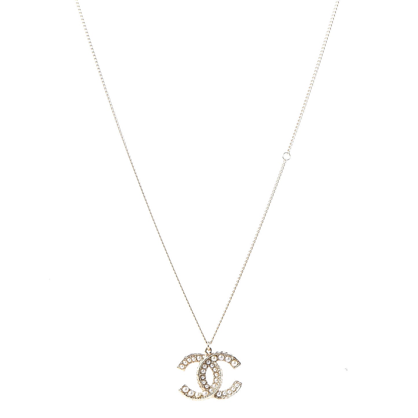 Pearl CC Pendant Necklace Gold