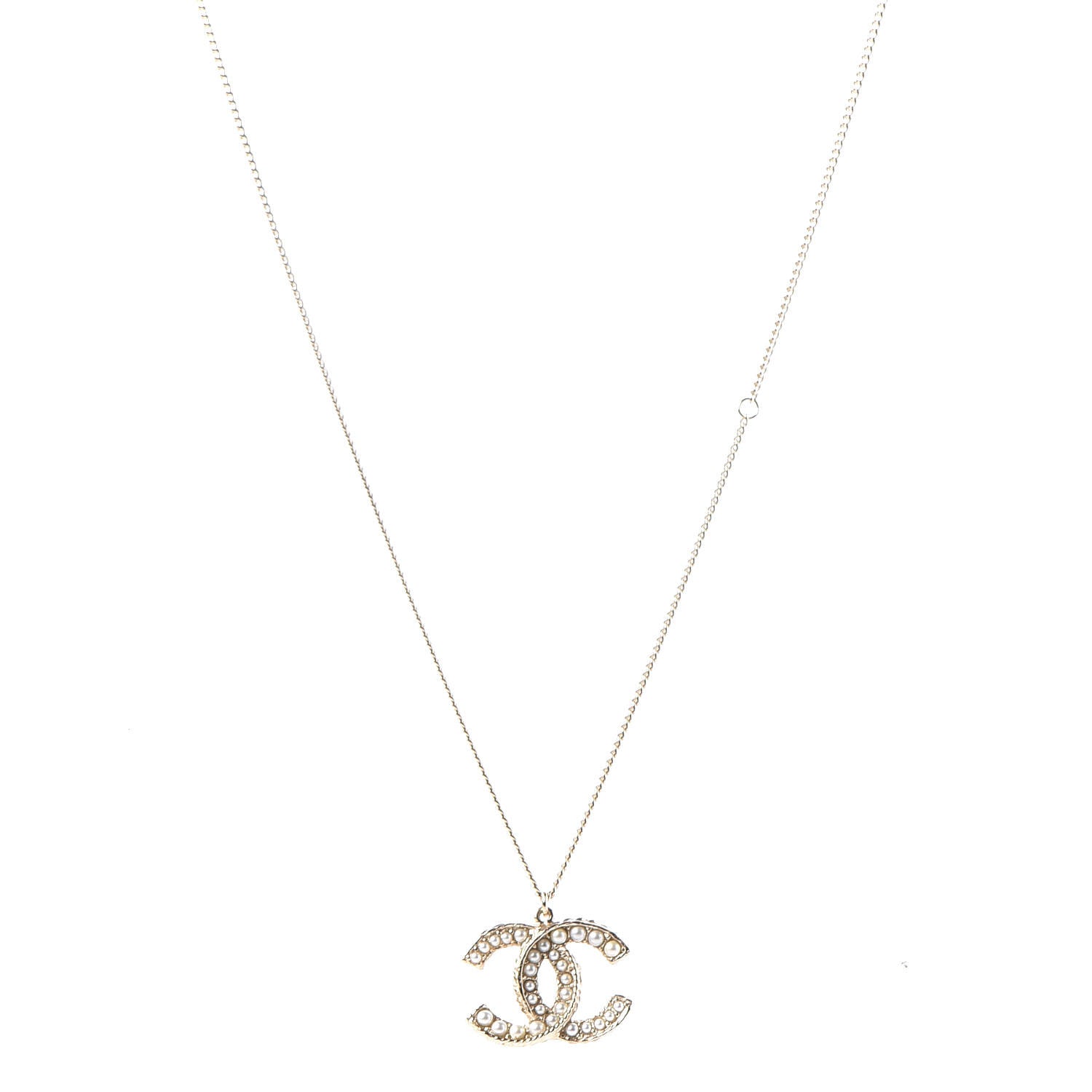 Chanel Pearl CC Pendant Necklace Gold 1 of 6