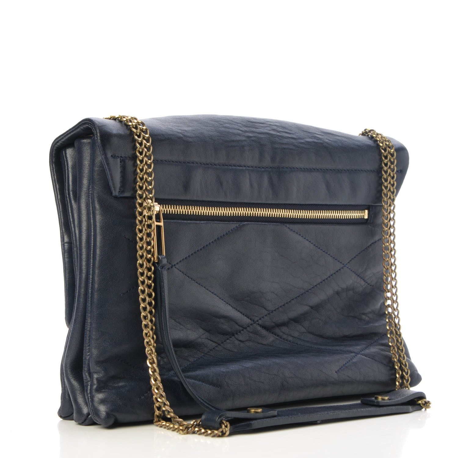 Lanvin Lambskin Quilted Medium Sugar Flap Shoulder Bag Navy 3 of 7