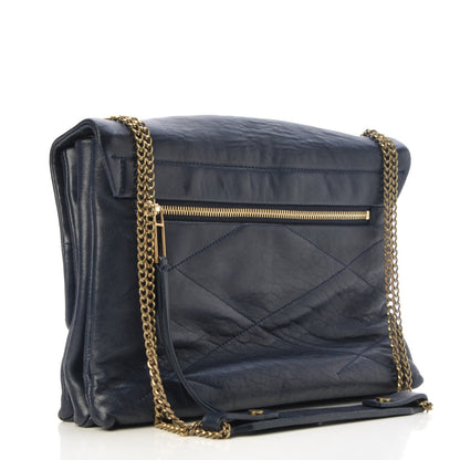 Lanvin Lambskin Quilted Medium Sugar Flap Shoulder Bag Navy 3 of 7
