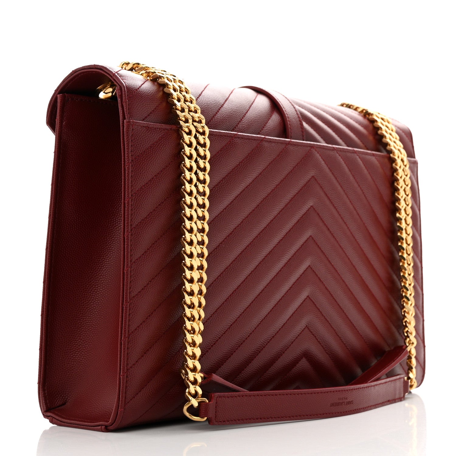 Saint Laurent Grain De Poudre Matelasse Chevron Large Monogram Satchel Oxblood 2 of 10