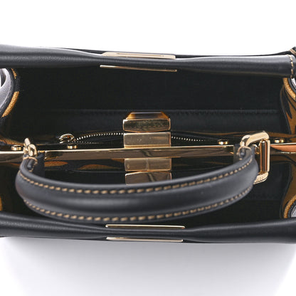 Fendi Vitello King Canvas Chinese New Year Tiger Embroidered Mini Peekaboo Iconic Satchel Black Dark Yellow 5 of 11