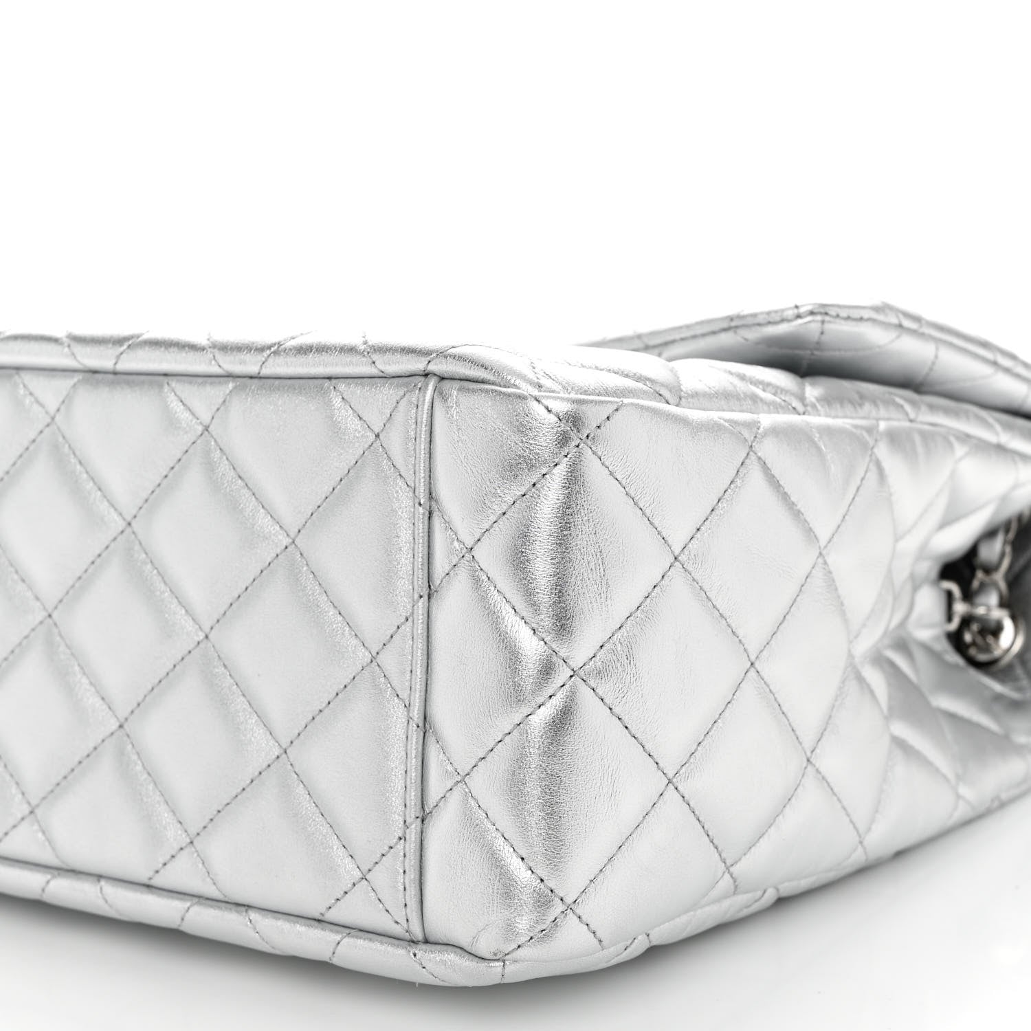 Chanel Metallic Lambskin Quilted XXL Travel Flap Bag Silver 10 of 11