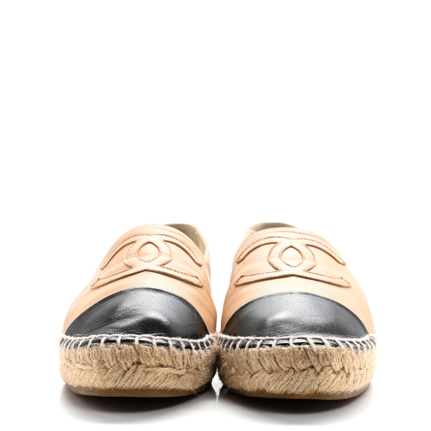 Chanel Lambskin CC Espadrilles 39 Beige Black 3 of 10