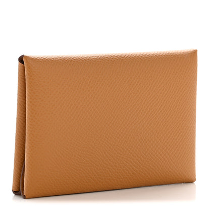 Hermes Epsom Calvi Duo Card Case Biscuit 3 of 8