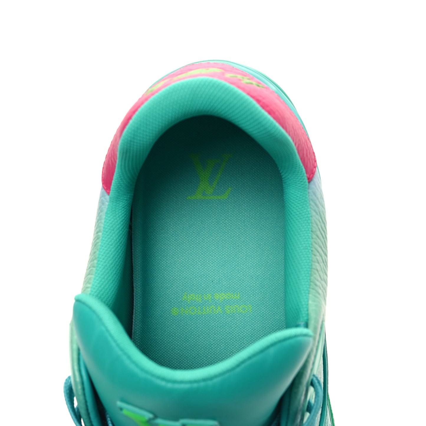 Calfskin Mens LV Trainer Sneakers Green Ombre