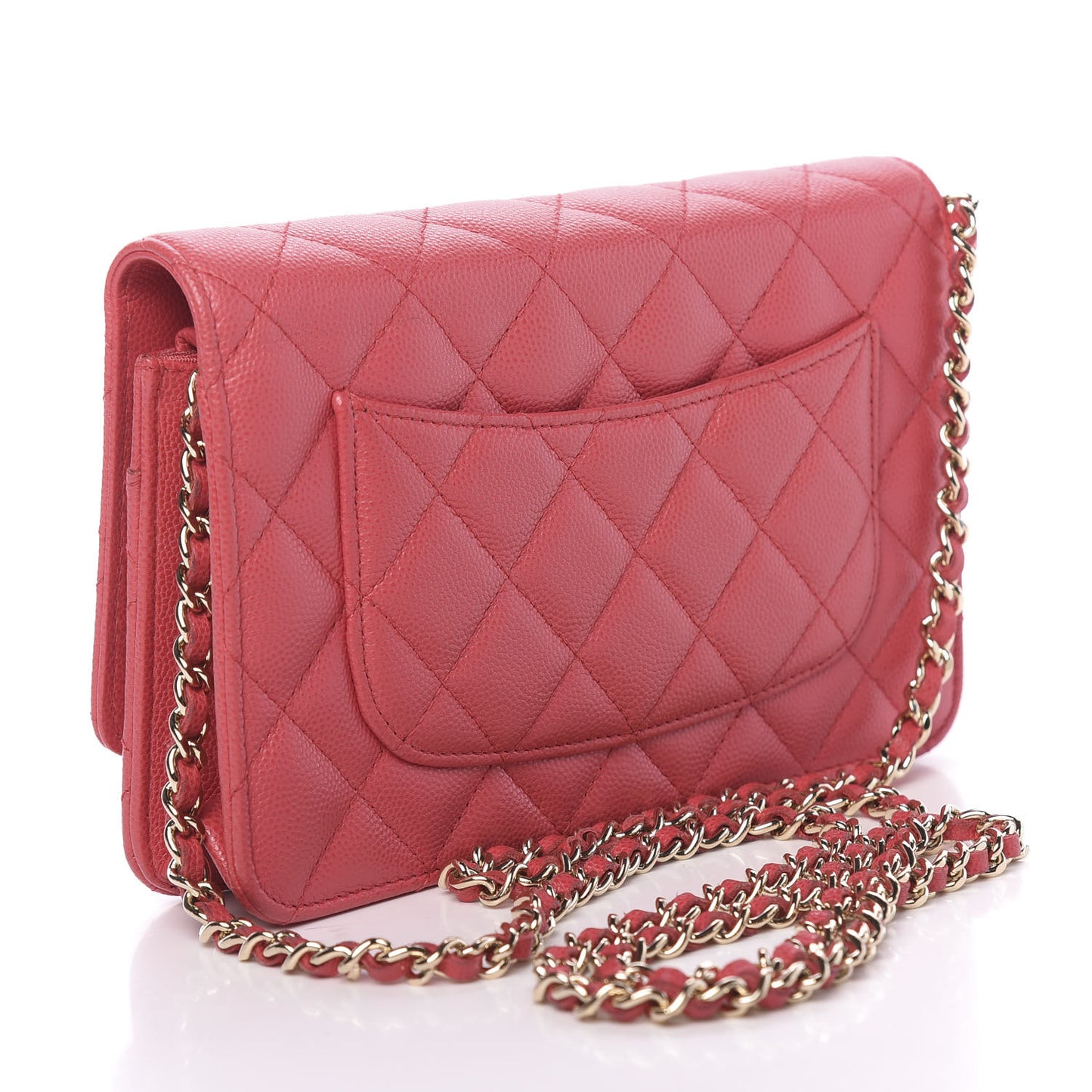 Caviar Quilted Wallet On Chain WOC Pink