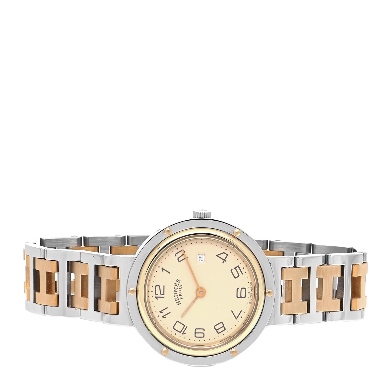 Hermes Stainless Steel 30mm Clipper Quartz Watch Gold 2 of 4