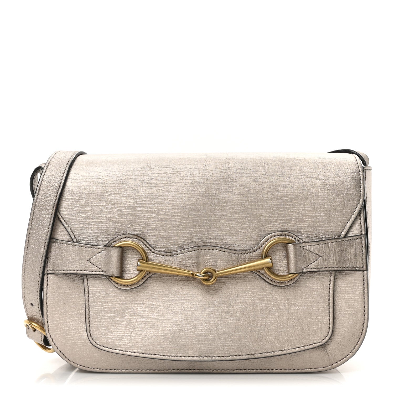 Gucci Textured Metallic Calfskin Bright Bit Flap Bag Silver 1 of 9