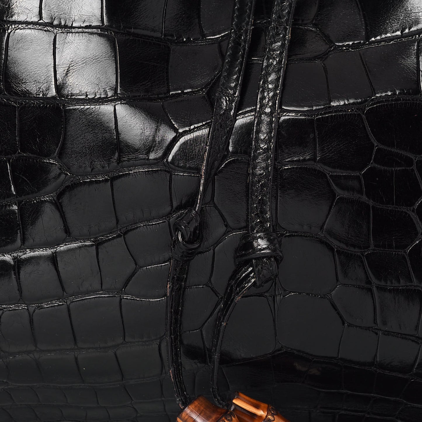 Crocodile Peggy Braided Tote Black
