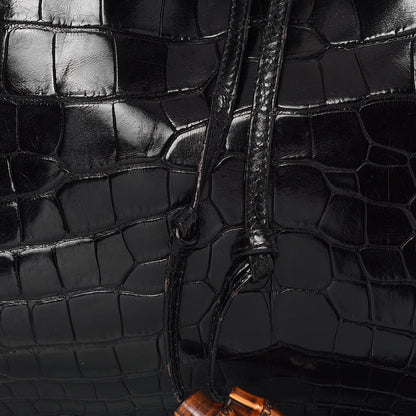 Gucci Crocodile Peggy Braided Tote Black 8 of 15
