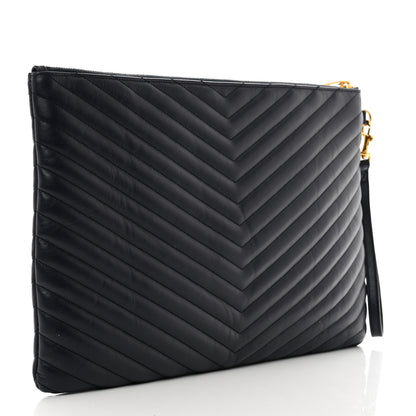 Saint Laurent Calfskin Matelasse Monogram Cassandre Tablet Pouch Marine 3 of 7