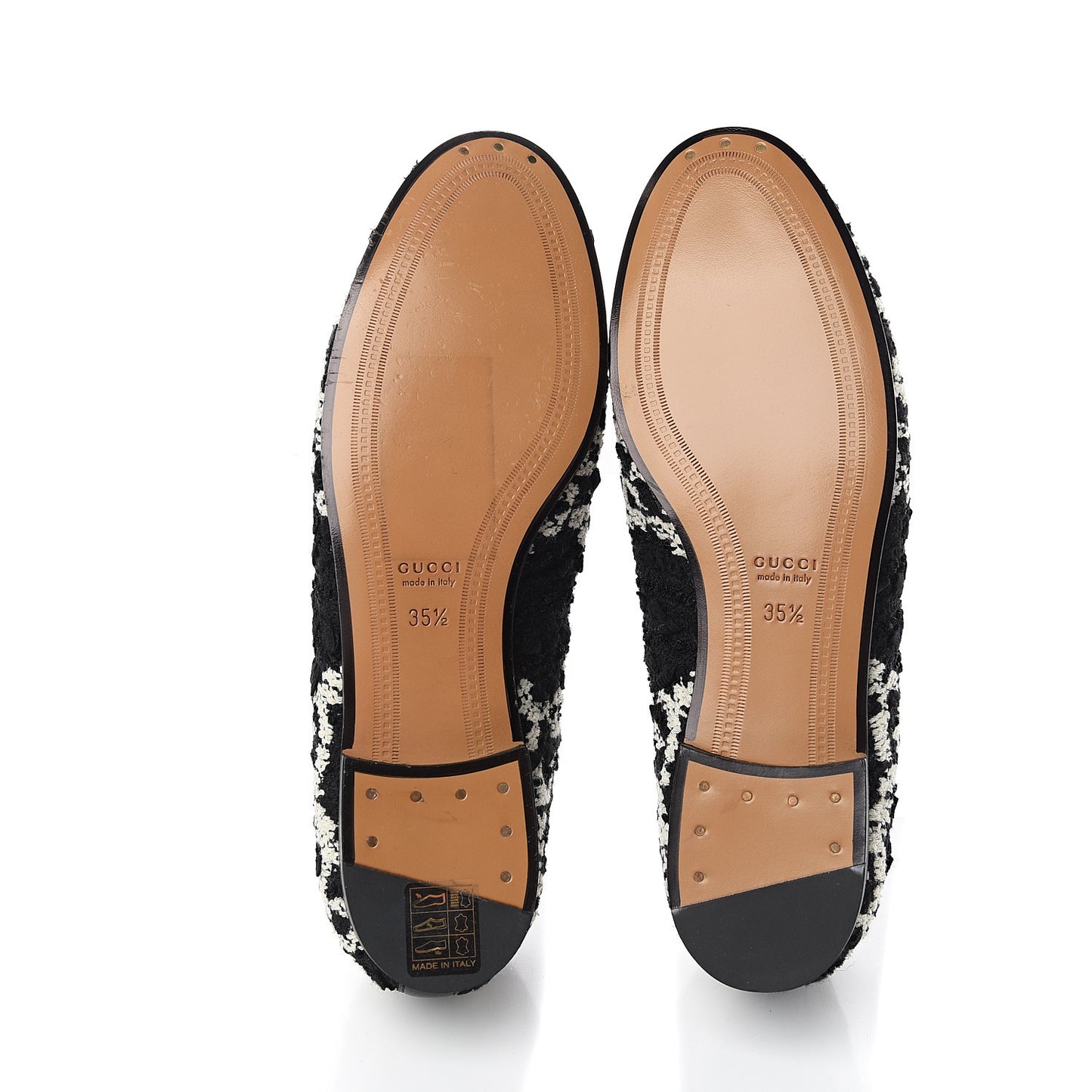 Tweed GG Monogram Horsebit Womens Jordaan Loafers 35.5 Black Natural