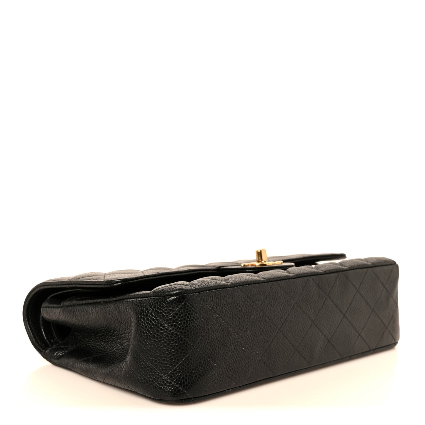 Caviar Quilted Medium Double Flap Black