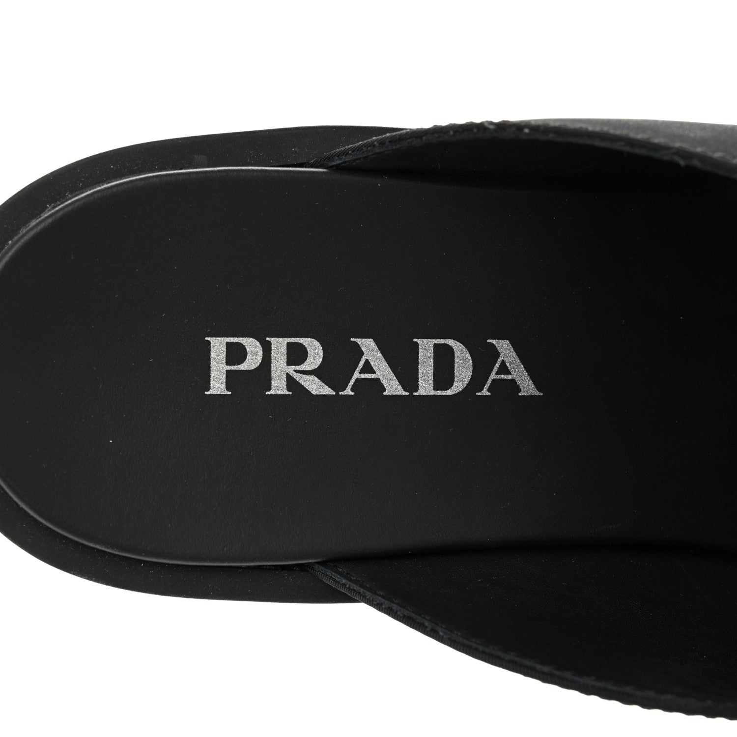 Prada Re-Nylon Gabardine Metal Triangle Logo 40mm Loafer Mules 39.5 Black 7 of 13