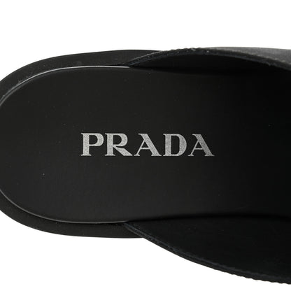 Prada Re-Nylon Gabardine Metal Triangle Logo 40mm Loafer Mules 39.5 Black 7 of 13