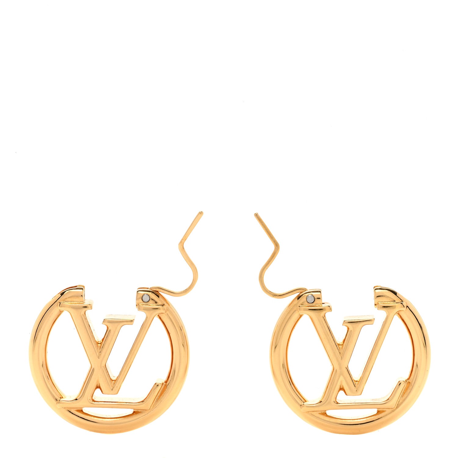 Louis Vuitton Metal Small Louise Hoop Earrings Gold 3 of 4
