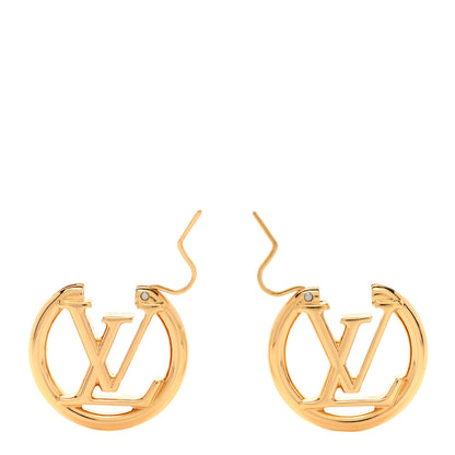 Louis Vuitton Metal Small Louise Hoop Earrings Gold 3 of 4
