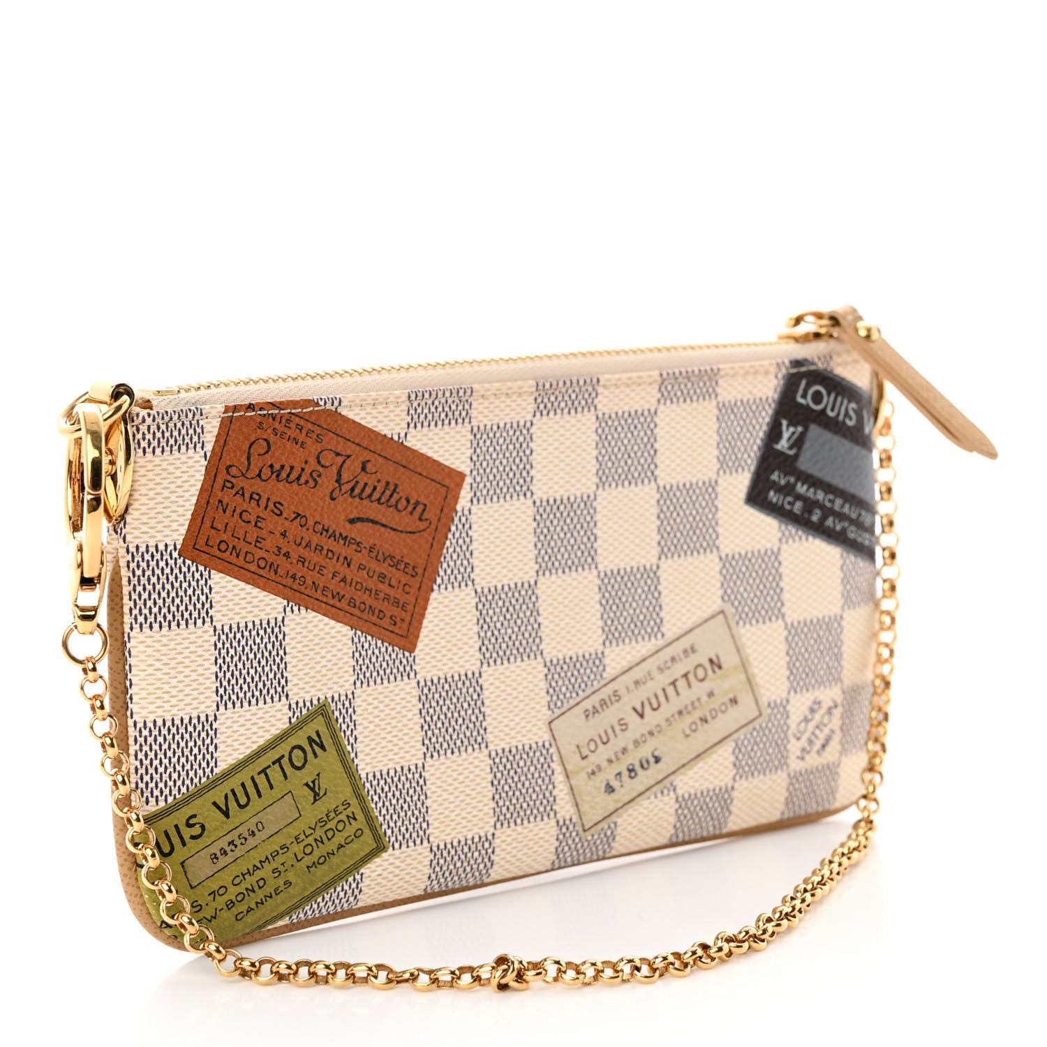 Louis Vuitton Damier Azur Trunks Labels Pochette Milla MM 3 of 11