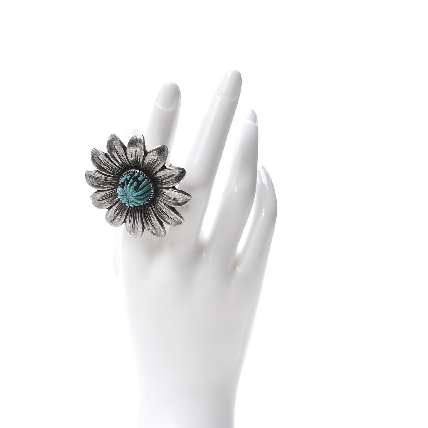 Sterling Silver Resin Flower Ring Turquoise 54 7