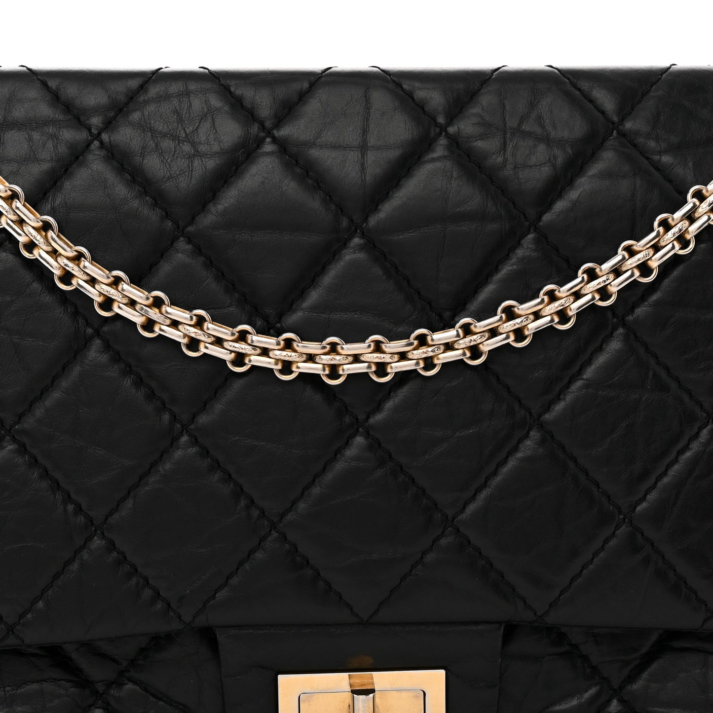 Aged Calfskin Quilted 2.55 Reissue 227 Flap Black