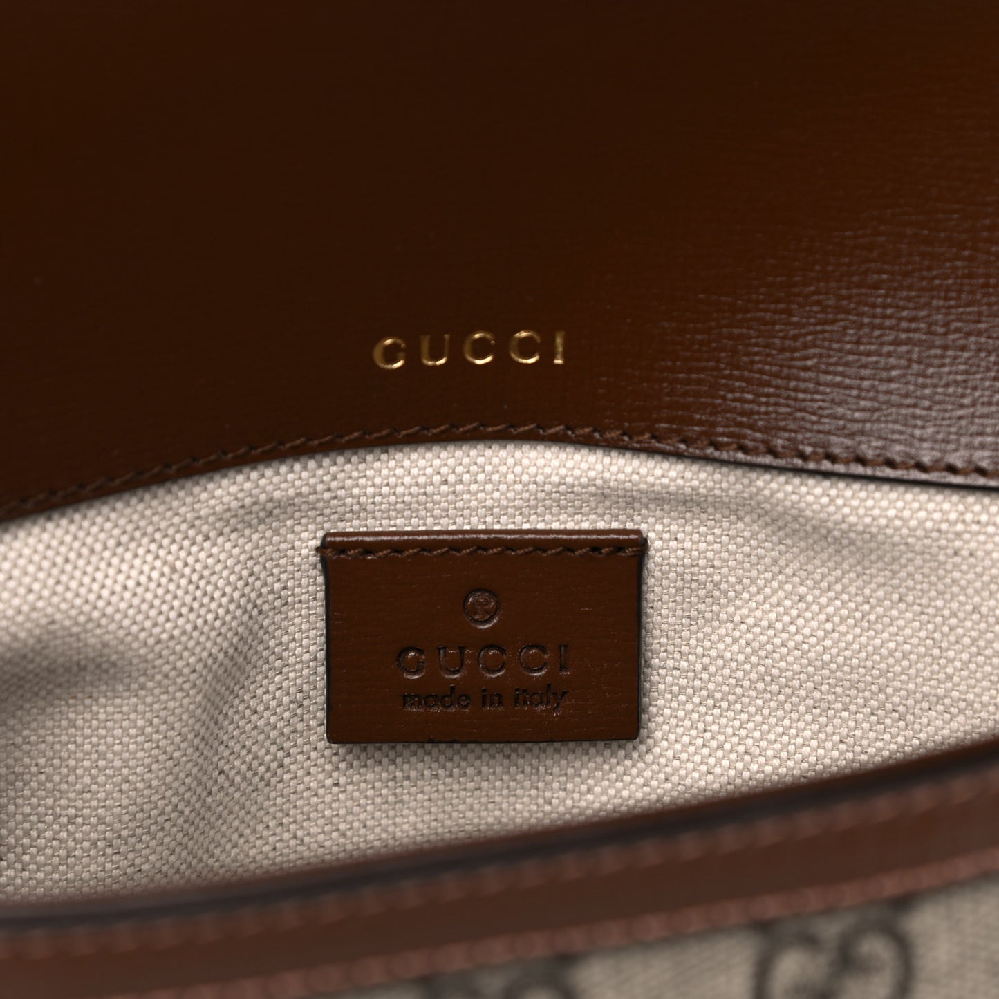 GG Supreme Monogram Web Mini Horsebit 1955 Shoulder Bag Beige Brown Sugar