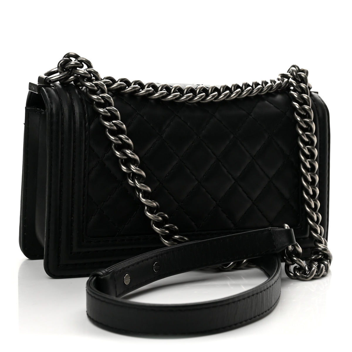 Calfskin Double Stitch New Medium Boy Flap Black