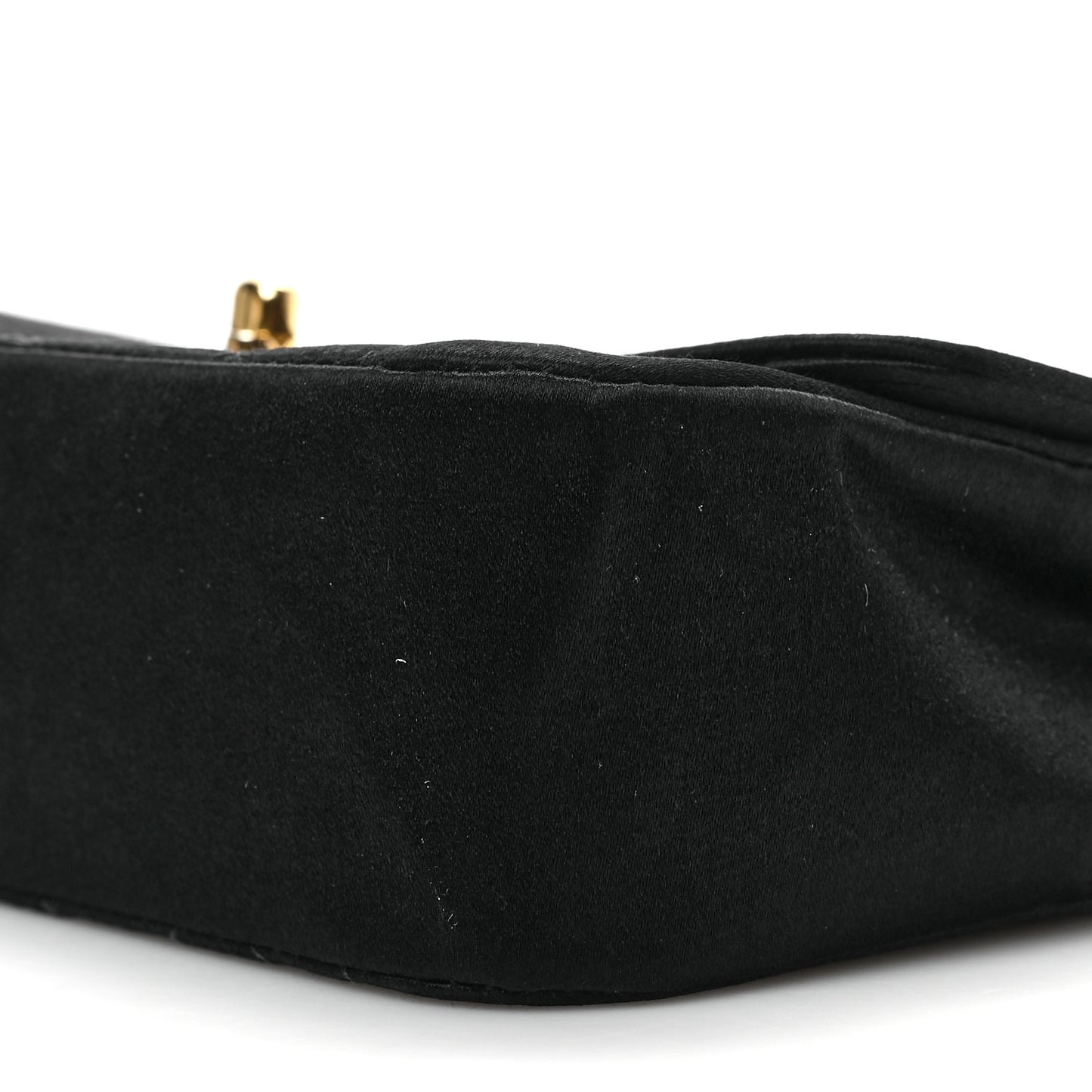 Satin Quilted Mini Flap Black