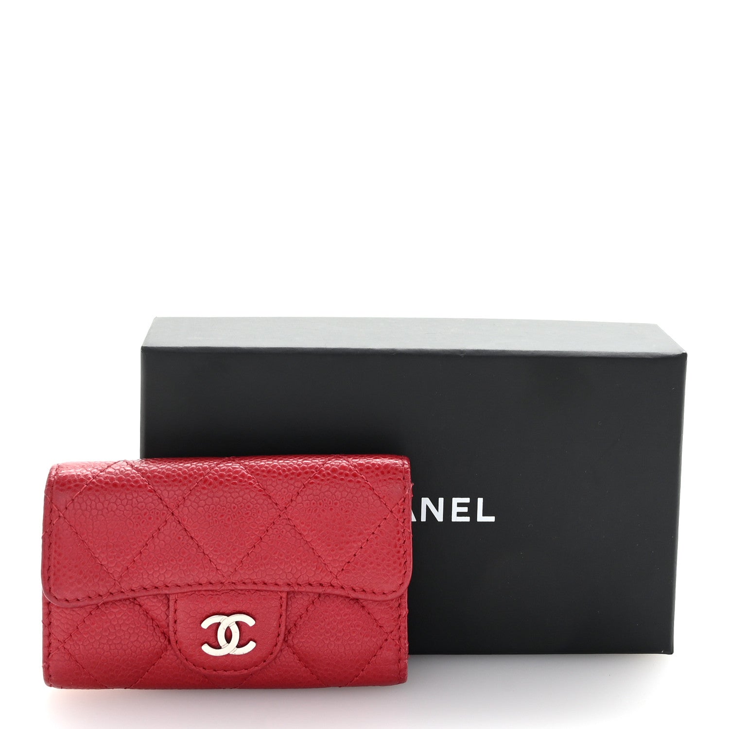 Chanel Metallic Caviar Quilted 6 Key Holder Dark Pink 9 of 9