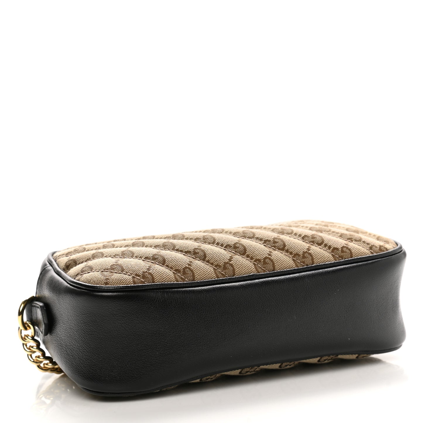 Monogram Matelasse Diagonal Small GG Marmont Chain Shoulder Bag Beige Black