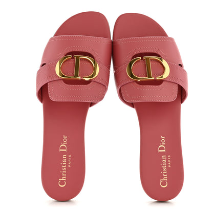 Christian Dior Calfskin 30 Montaigne Flat Slide Sandals 37 Dusty Pink 2 of 9
